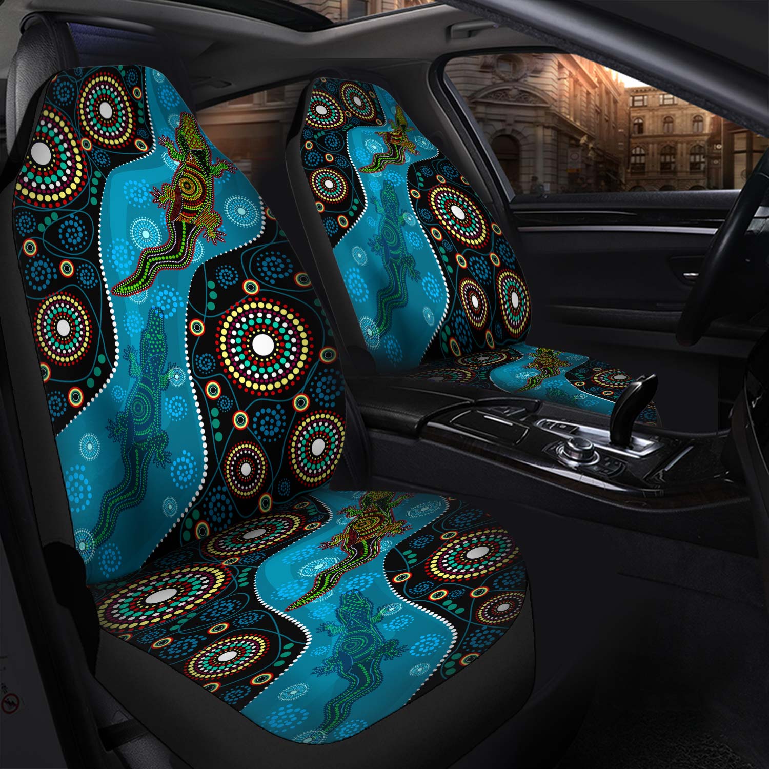 Australia Aboriginal   Car Seat Cover Aboriginal Inspired Dreamtime Crocodile Car Seat Cover