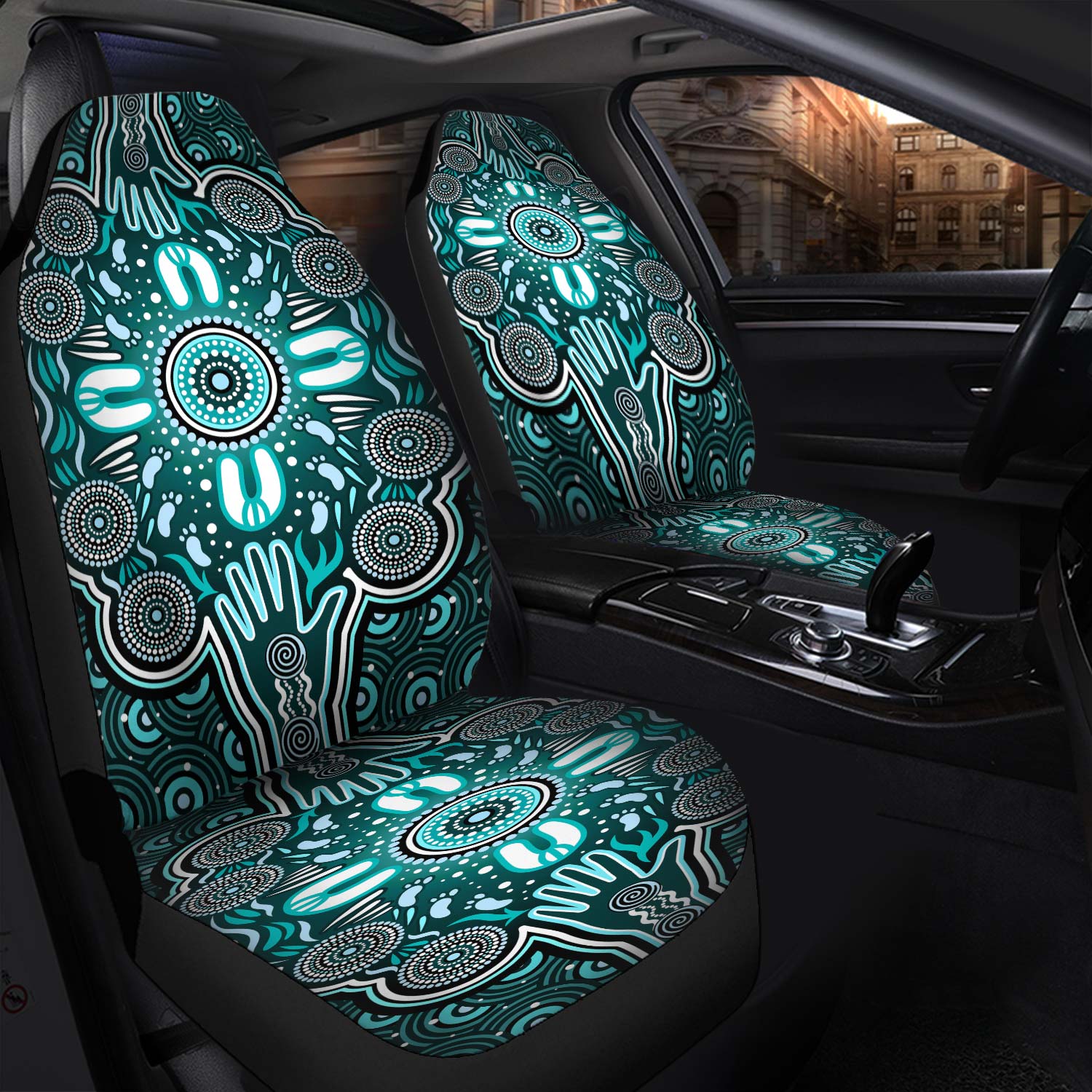 Australia Aboriginal   Car Seat Cover Aboriginal Inspired Reunion Hands and Footprints Car Seat Cover