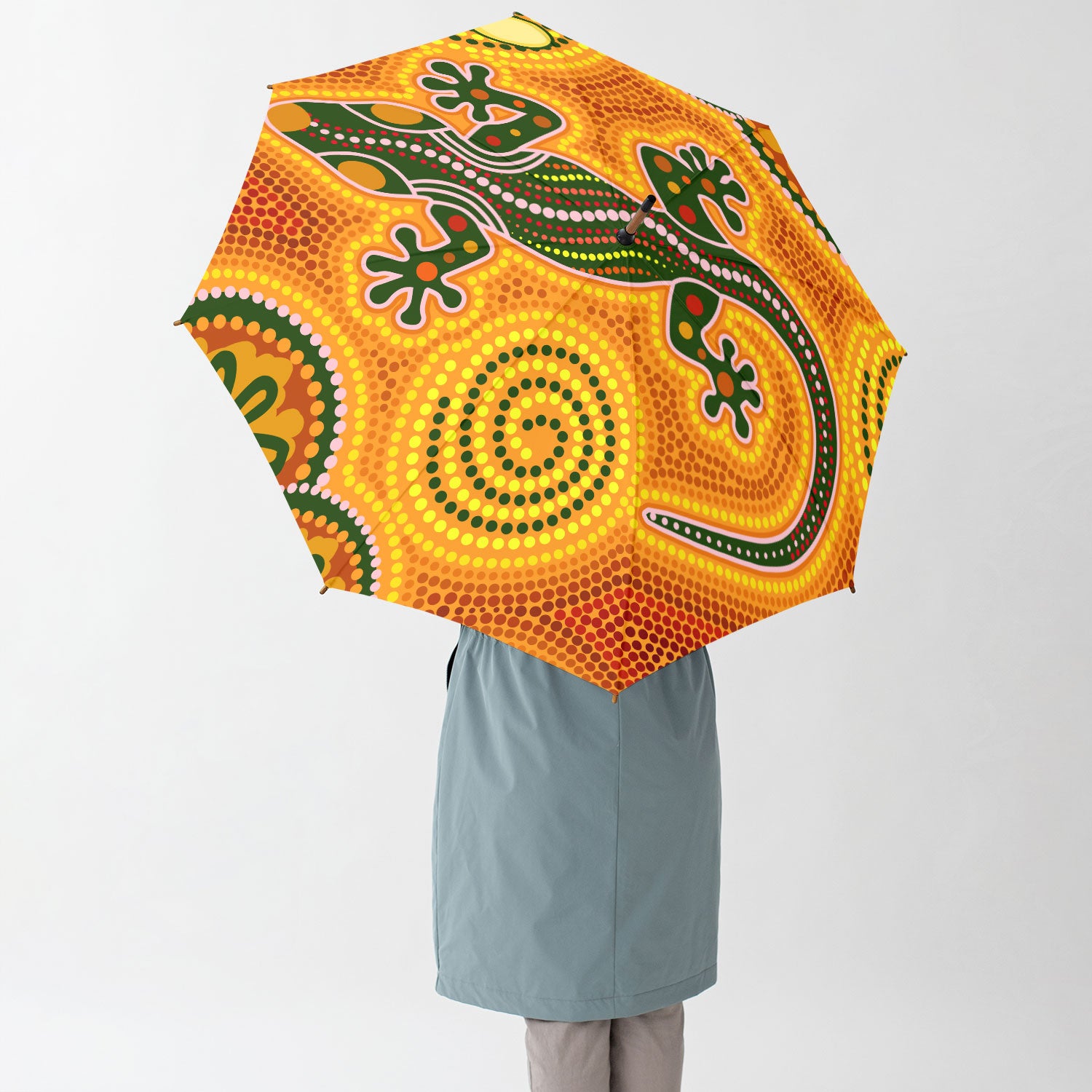 Australia    Aboriginal  Umbrella Aboriginal Inspired dot art background with lizard   Umbrella