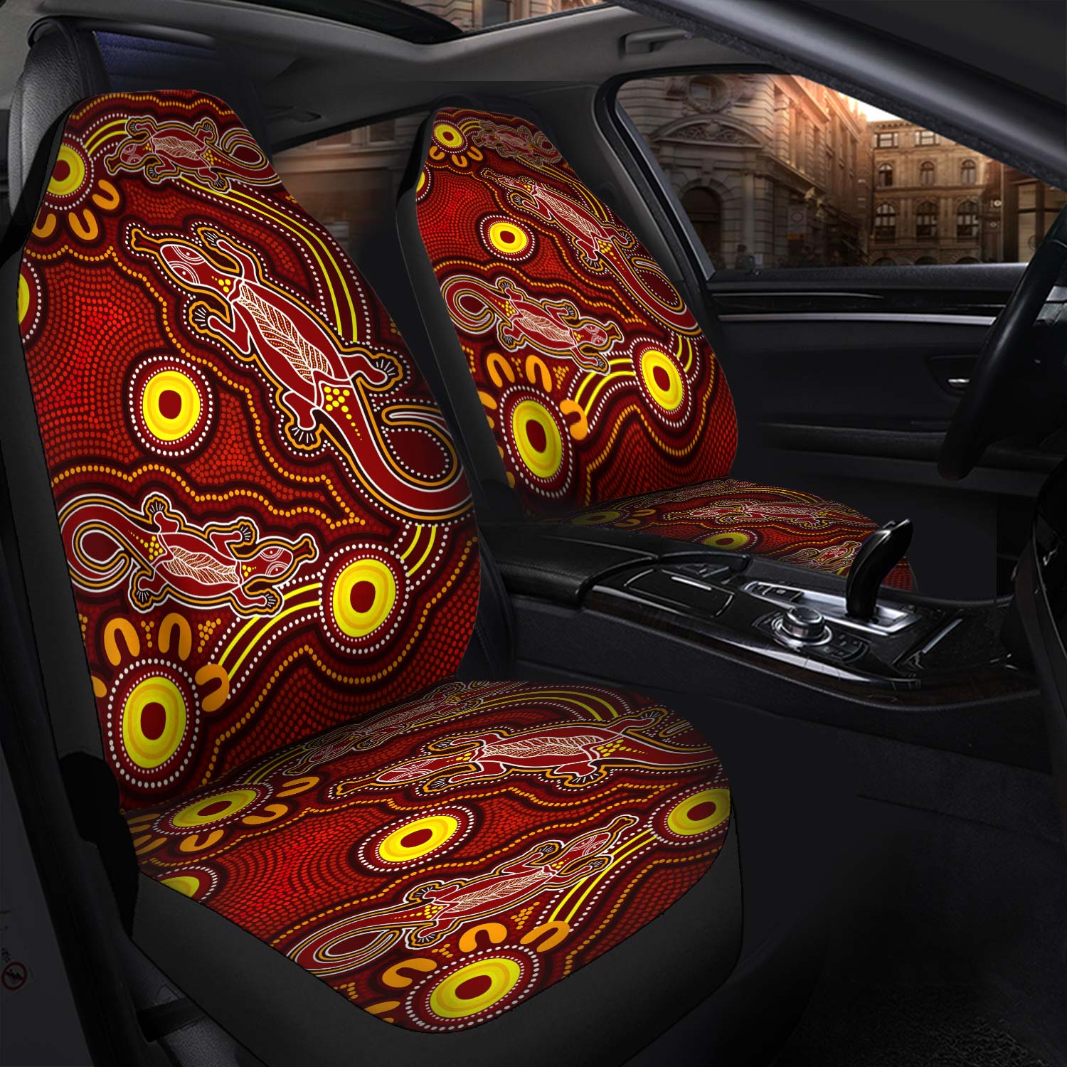 Australia Aboriginal   Car Seat Cover Aboriginal Inspired lizard painting Car Seat Cover