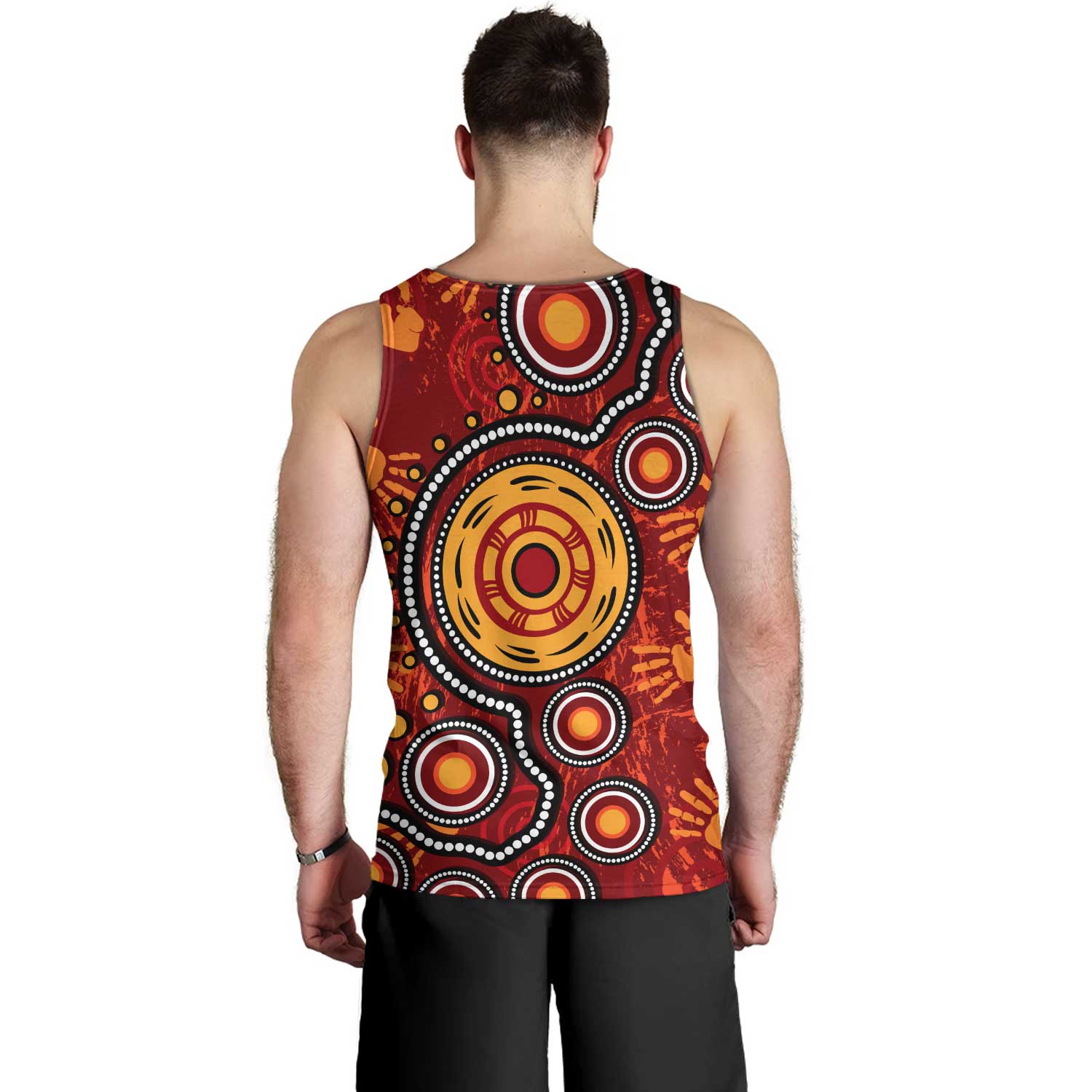 Australia Aboriginal   Men Singlet Aboriginal dot art conection concept with handprints Men Singlet
