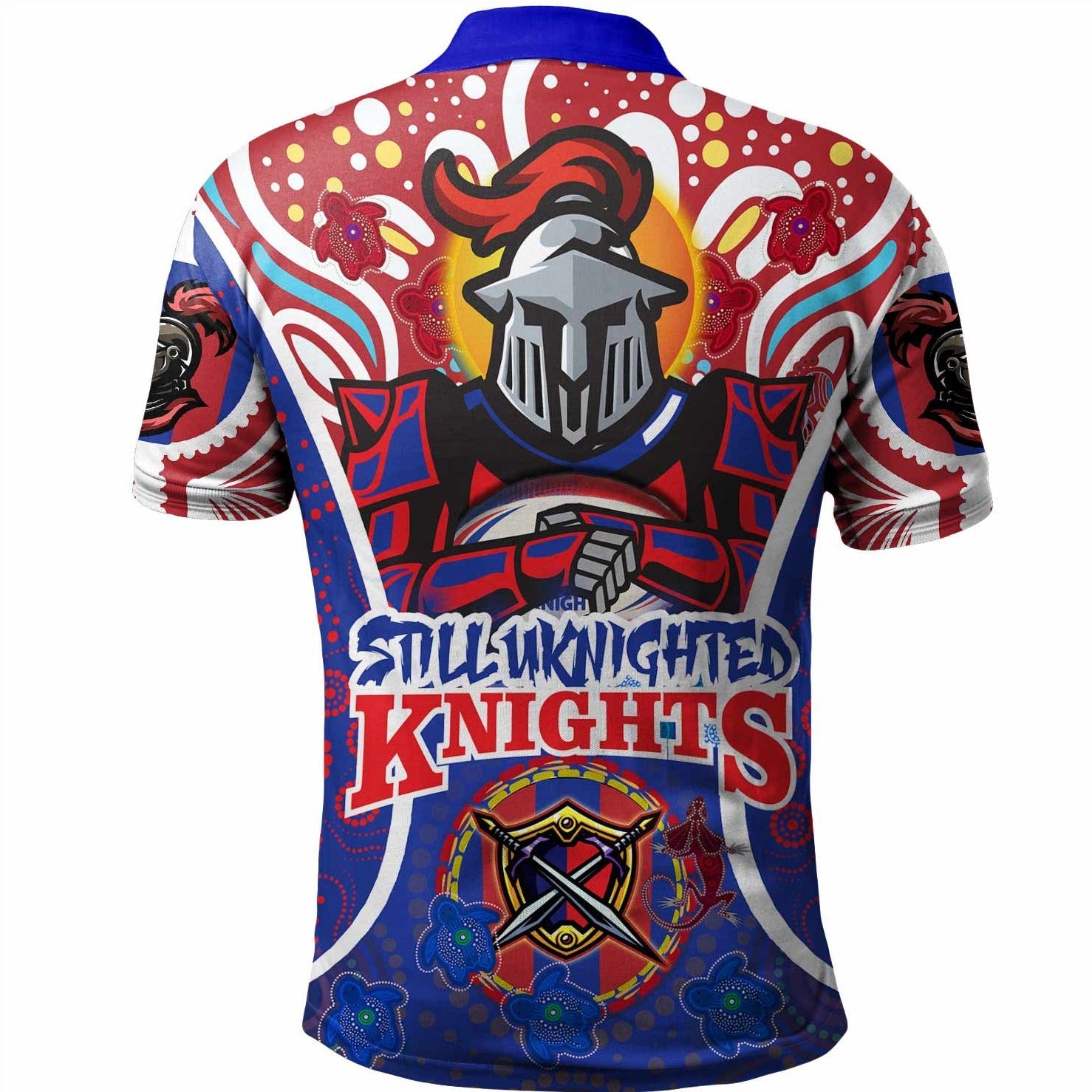 Newcastle Knights  Polo Shirt Knights Army Make Us Roar Aboriginal Patterns