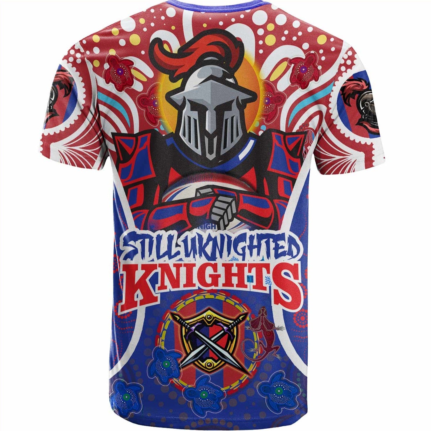 Newcastle Knights  T-Shirt Knights Army Make Us Roar Aboriginal Patterns