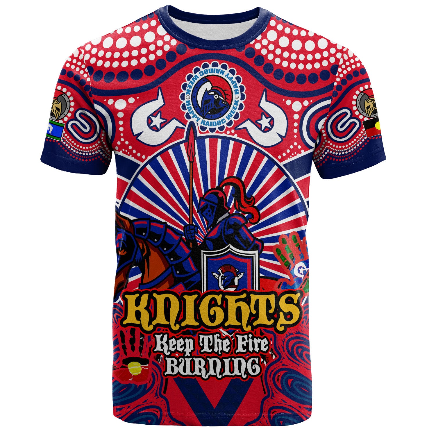 Newcastle Knights Aboriginal Naidoc Week 2024 T-Shirt Knights Keep The Fire Burning T-Shirt