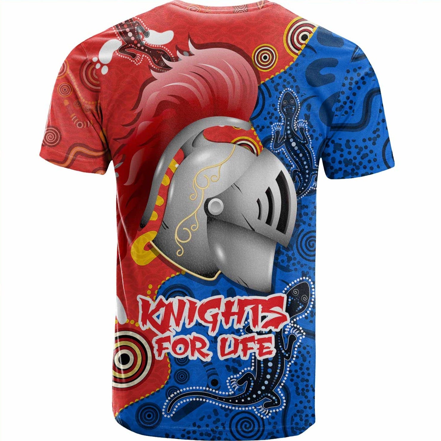 Newcastle Knights  T-Shirt Knights For Life Aboriginal Dot Art Painting