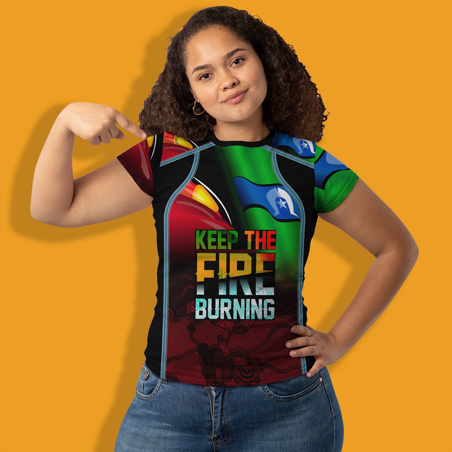 Australia Naidoc Week 2024 T-Shirt Keep The Fire Burning Indigenous Flag T-Shirt